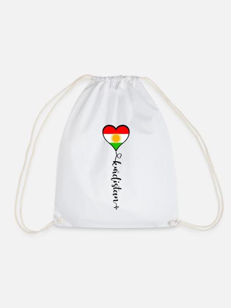 Kurdistan Flag Bakur Bashur Rojava Rojhlt Newroz - Drawstring Bag - white