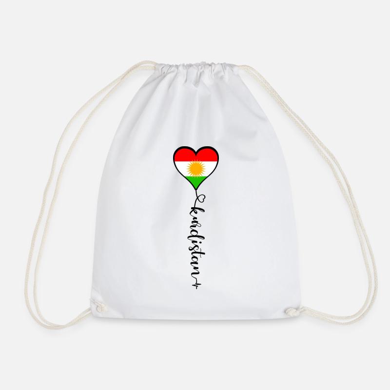 Kurdistan Flag Bakur Bashur Rojava Rojhlt Newroz - Drawstring Bag - white