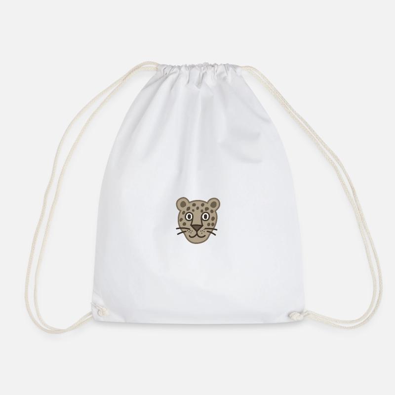Dessin animé mignon visage de léopard - Sac de sport léger - blanc
