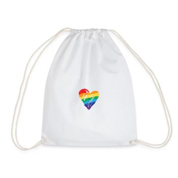 Rainbow Heart - Regenbogen Herz - LGBTIQ Gay Pride - Turnbeutel - Weiß - Vorne