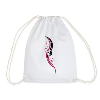 Yin & Yang symbol, Tribal and Tattoo Style. - Drawstring Bag - white - Front