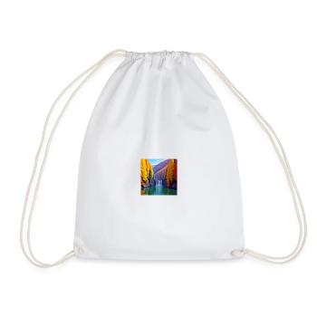 Waterfall Autumn Golden Forest - Drawstring Bag - white - Front