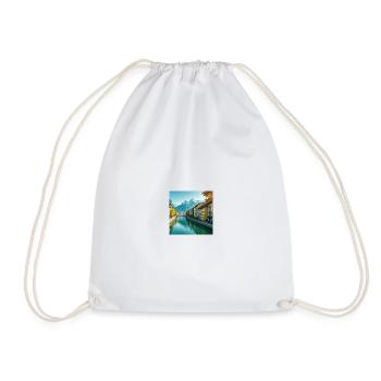 Alpine Canal and Colorful Village - Drawstring Bag - white - Front