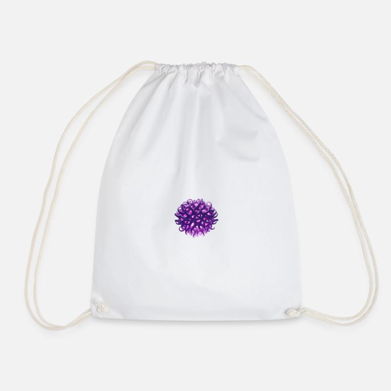 purple tentacle ball - Drawstring Bag - white