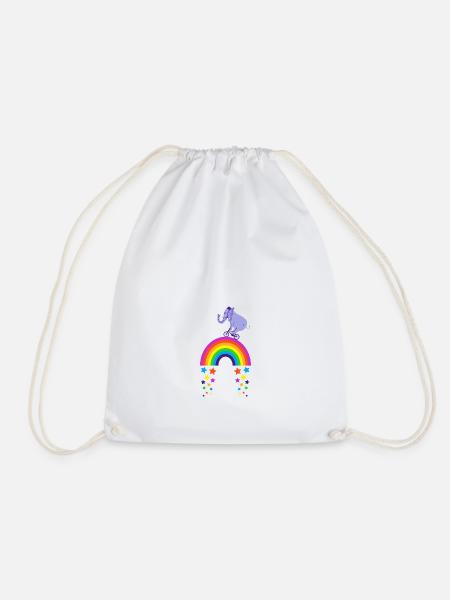 Kidcore Regenbogen Elefant Fahrrad Fahren Geschenk - Turnbeutel - Weiß