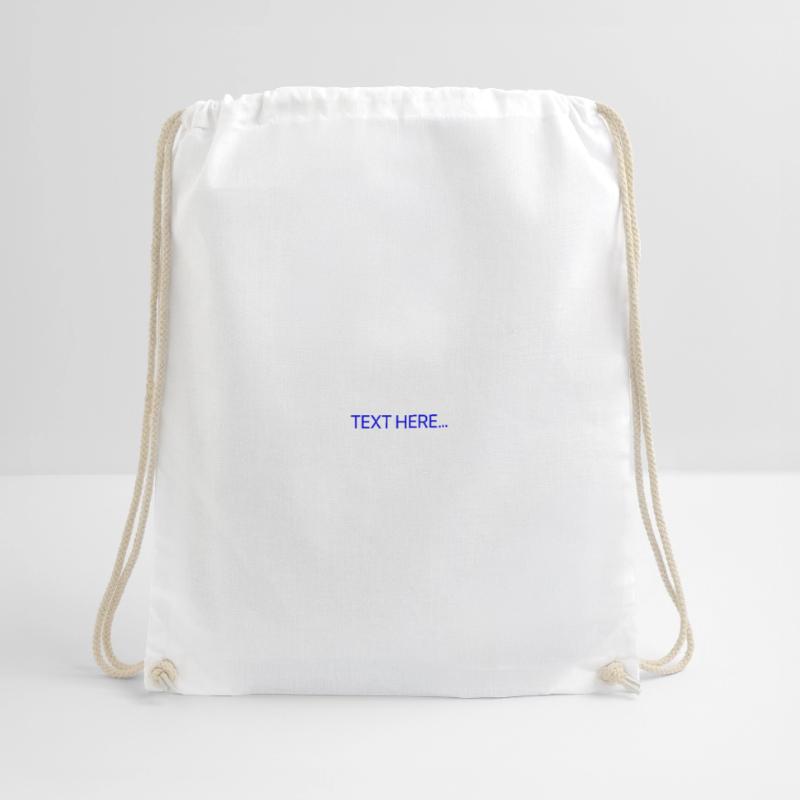 Plain Text Blue Text Print Drawstring Bag