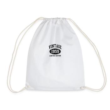 60th Birthday - Vintage 1959 Gift - Drawstring Bag - white - Front