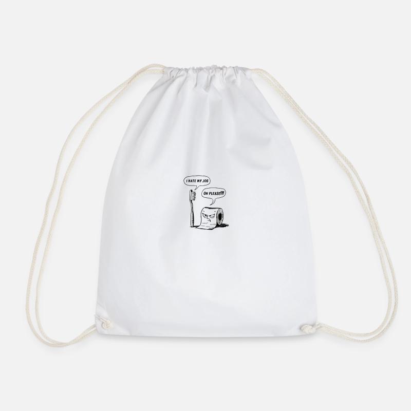 Hate my Job - Drawstring Bag - white