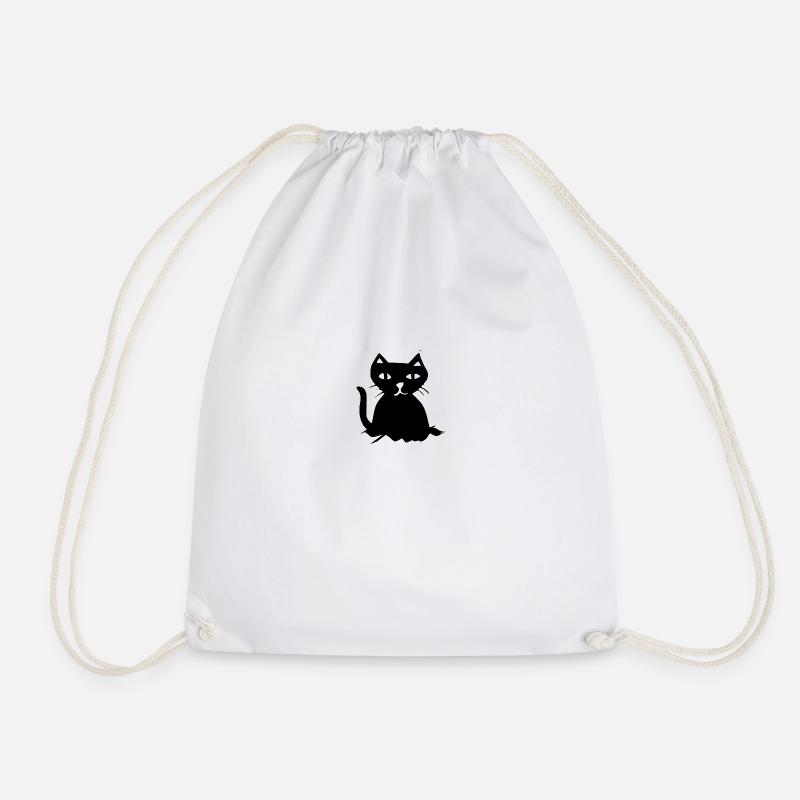 GEZEICHNETE SCHWARZE KATZE - Turnbeutel - Weiß