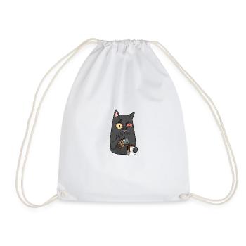 CAFFEINE CAT - Drawstring Bag - white - Front