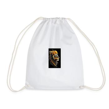 Japanese Lion - Drawstring Bag - white - Front