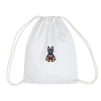 Dog Black Terrier - Drawstring Bag - white - Front