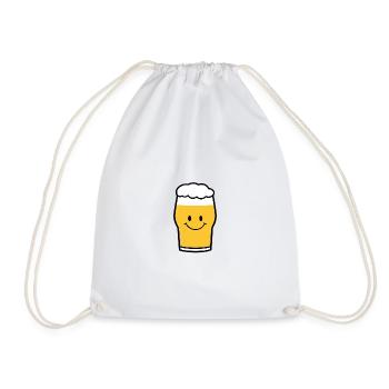 Fröhliches Bierglas Cartoon - Turnbeutel - Weiß - Vorne