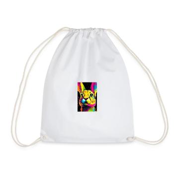 Bunter Hasenkopf  Pop-Art - Turnbeutel - Weiß - Vorne