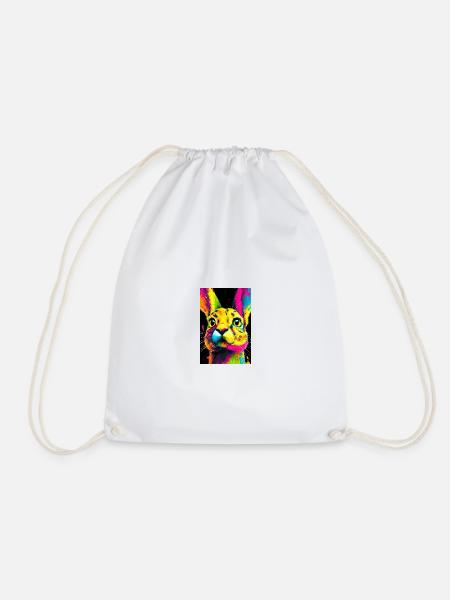 Bunter Hasenkopf Pop-Art - Turnbeutel - Weiß