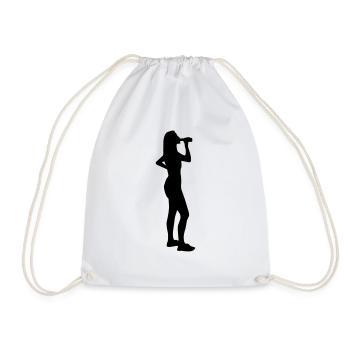 drinking girl bottle - Drawstring Bag - white - Front