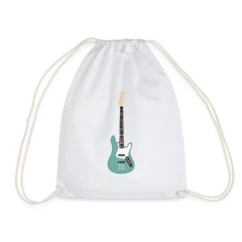 Seafoam Green Bass Guitar - Drawstring Bag - white - Front