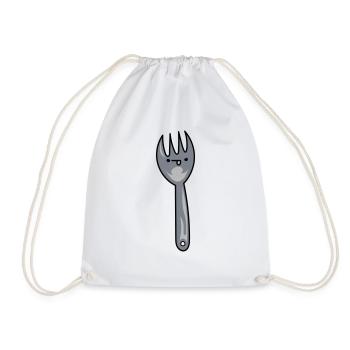 Funny cartoon spork with face - Drawstring Bag - white - Front