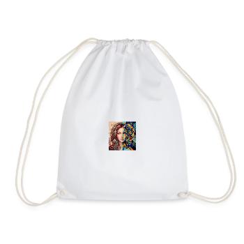 Nature Meets Geometry – Half-Portrait - Drawstring Bag - white - Front