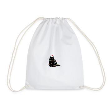 Christmas Cat with Fairy Lights - Drawstring Bag - white - Front