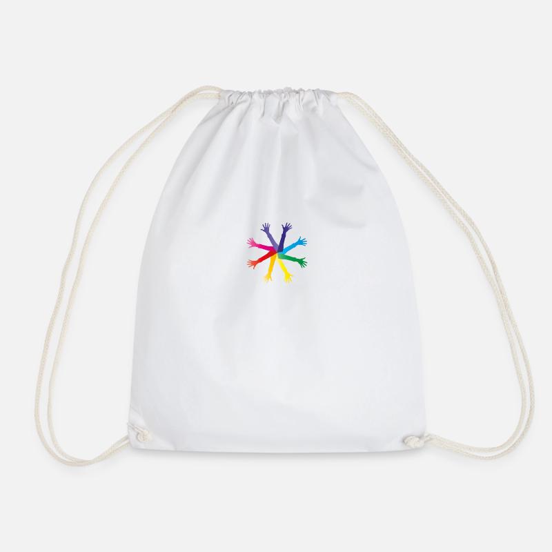 Colorful hands - diversity and integration - Drawstring Bag - white