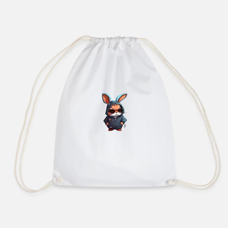 Rabbit 4 - Drawstring Bag - white