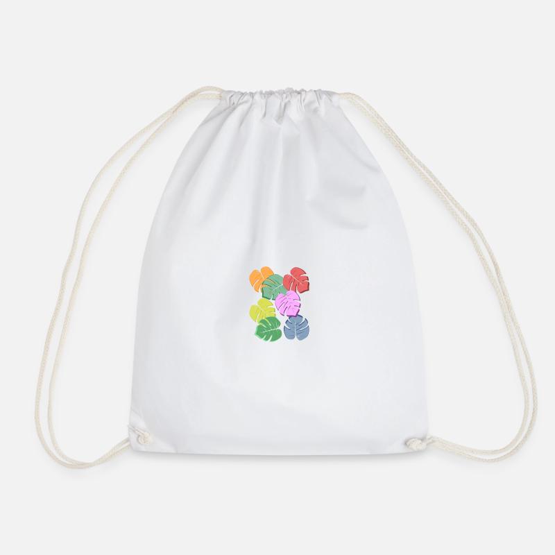 Monstera Plant Tropical - Drawstring Bag - white
