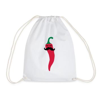 hot chili moustache gemüse vegan mexican - Turnbeutel - Weiß - Vorne