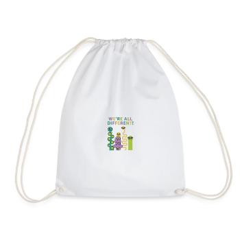 We're All Different! Colorful creatures - Drawstring Bag - white - Front