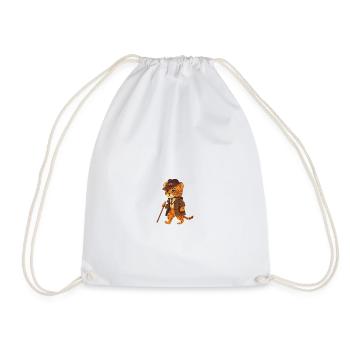 Tiger with hat and walking stick - Drawstring Bag - white - Front