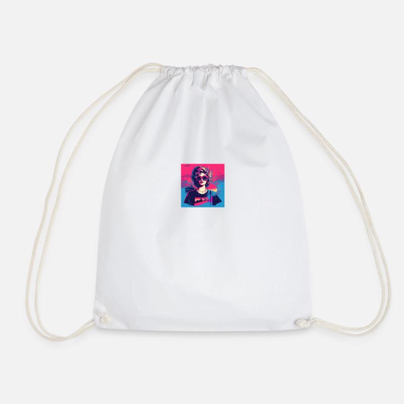 80s woman - Drawstring Bag - white