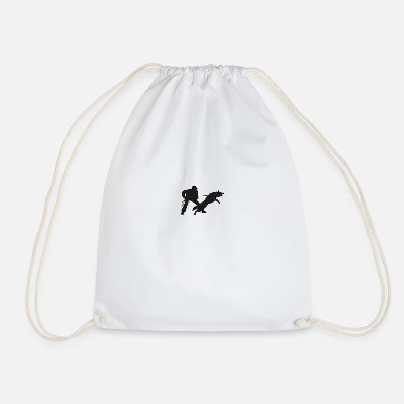 Dog with handler - Drawstring Bag - white