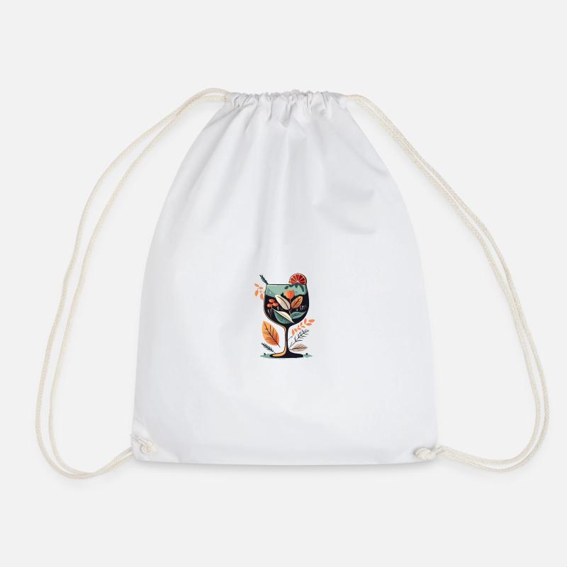 Botanical Wineglass Bloom - Drawstring Bag - white