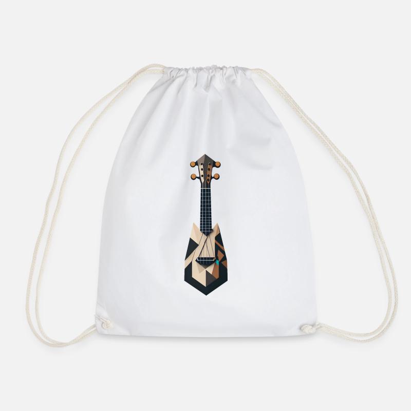 Abstract Ukulele - Drawstring Bag - white