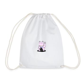 LUCK CAT - Drawstring Bag - white - Front
