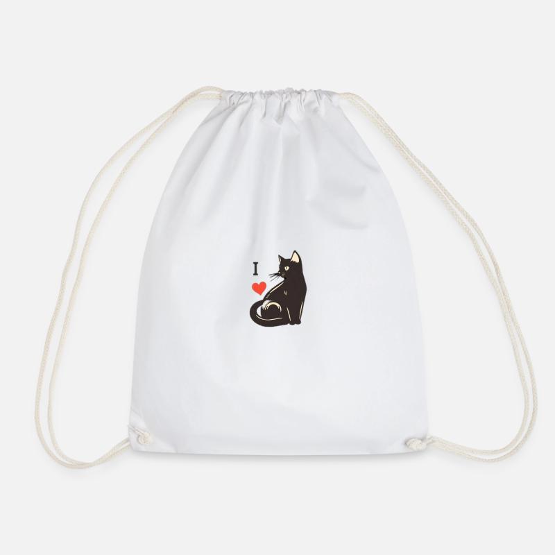 I love Cats Pic Logo - Drawstring Bag - white