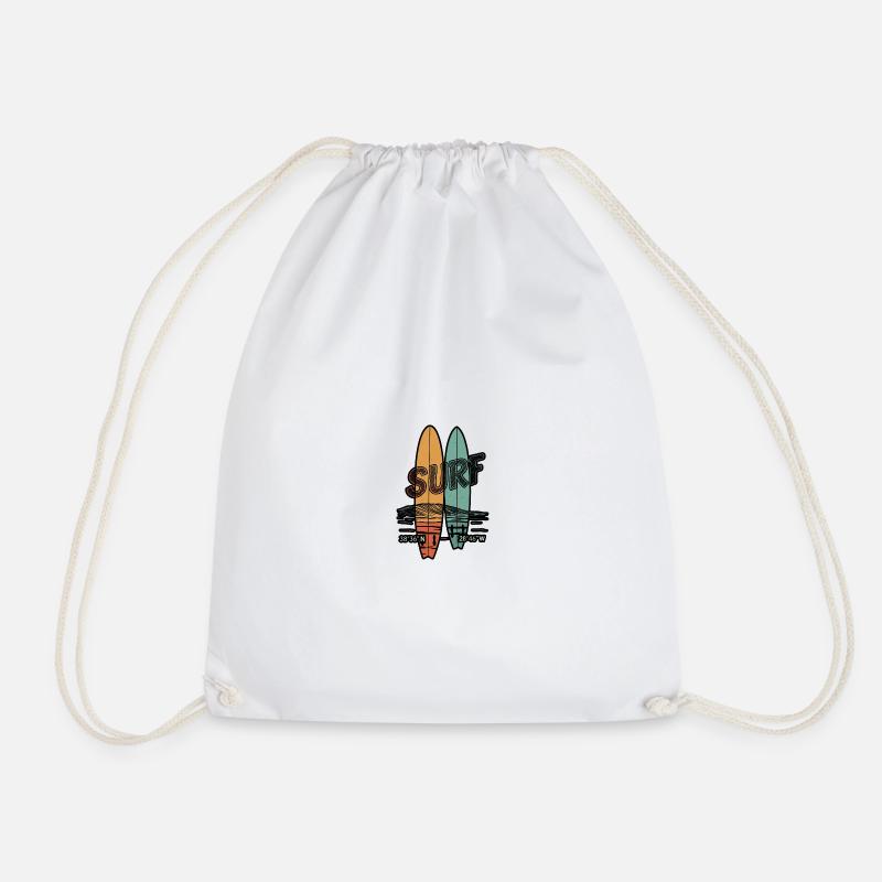 Retro Surfboards - Drawstring Bag - white