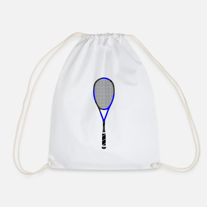 Squash Tennis Racket colorful blue black - Drawstring Bag - white