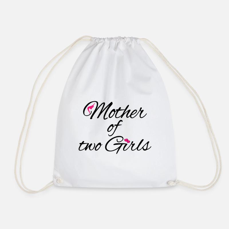 Stolze Mama von zwei Töchtern T-Shirt - Turnbeutel - Weiß