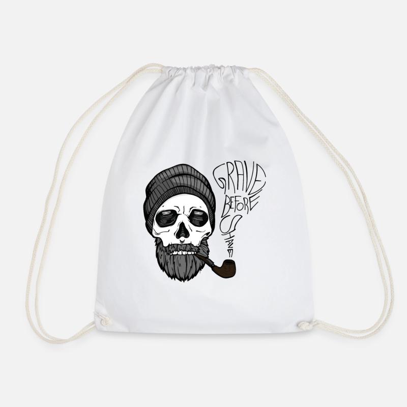 Grave before shave - beard design - 100% Bart - Turnbeutel - Weiß