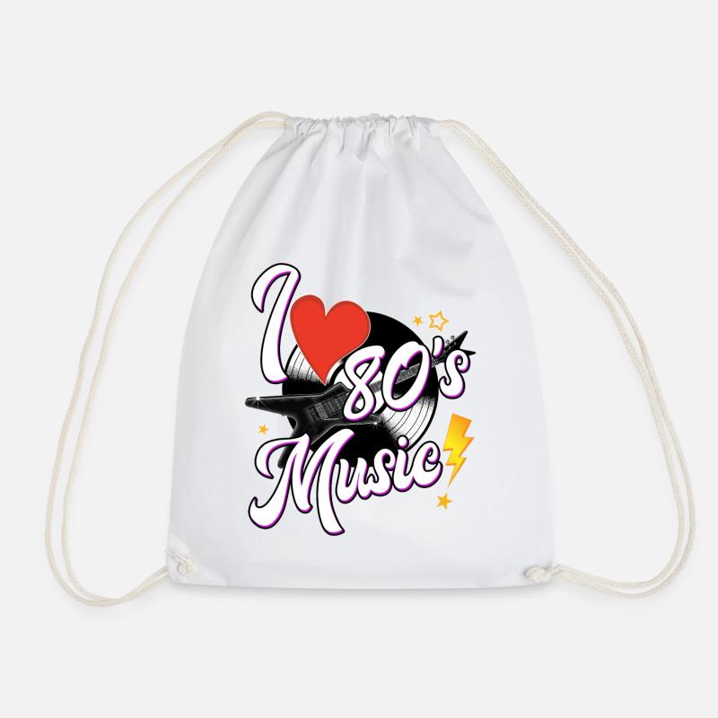 I love 80s music - Drawstring Bag - white