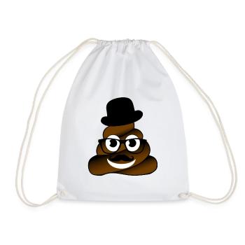 poop hut Brille Bart Nerd geek humor joke fun shit - Turnbeutel - Weiß - Vorne