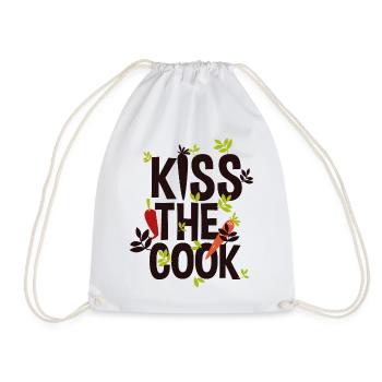 Embrassez le cuisinier - Avec l'amour et la cuisine chemise de cuisson - Sac de sport léger - blanc - Devant