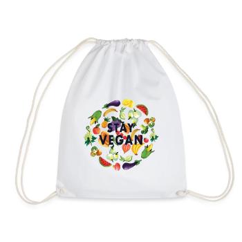 Vegan T-Shirt | Food | Fruit | No meat | - Drawstring Bag - white - Front