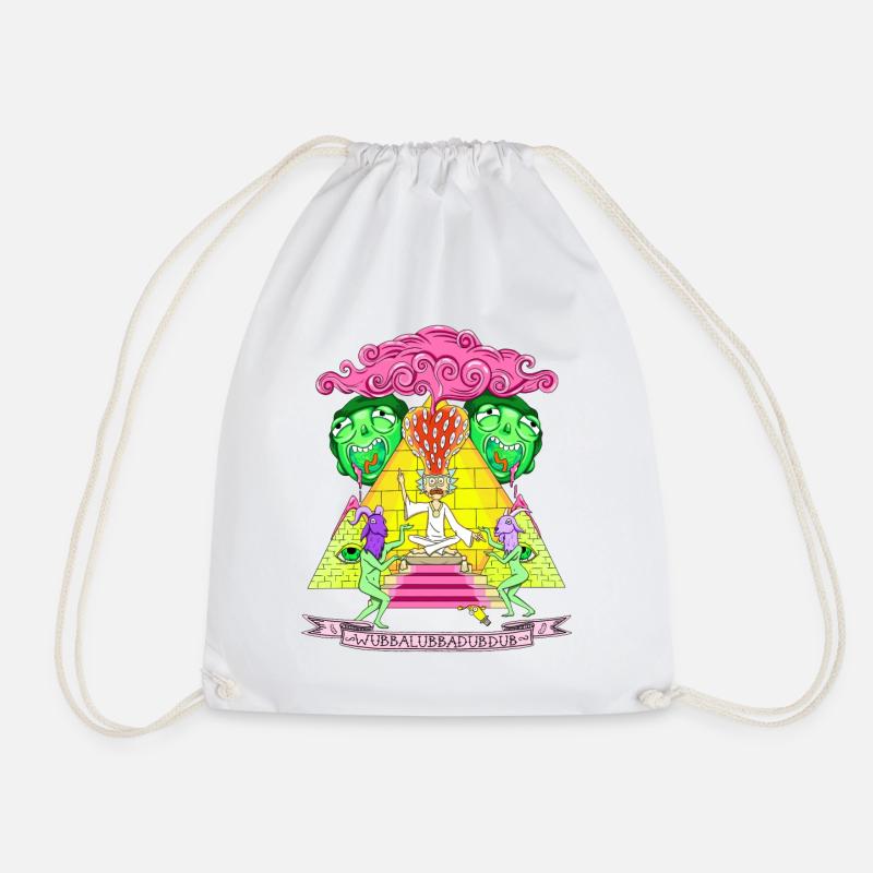 Rick And Morty Pyramid With Catchphrase - Drawstring Bag - white