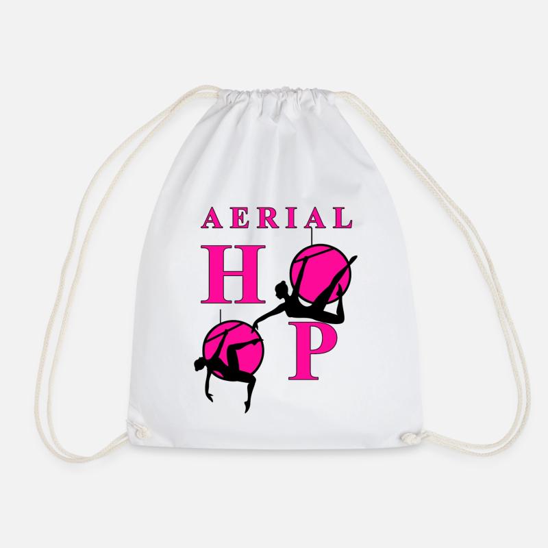 Aerial Hoop Neon Pink Black - Drawstring Bag - white