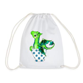 Dragon in the cup Mythical creature - Drawstring Bag - white - Front