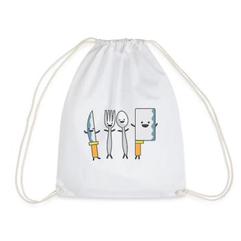 Children's motif dancing cutlery children's shirt cutlery - Drawstring Bag - white - Front