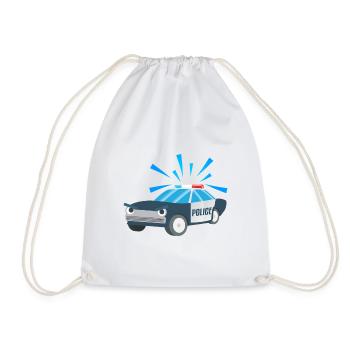 Kindershirt Polizeiauto Kindermotiv Polizei - Turnbeutel - Weiß - Vorne
