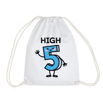 High 5 - anniversaire de numéro de dessin animé cinq ans - Sac de sport léger - blanc - Devant